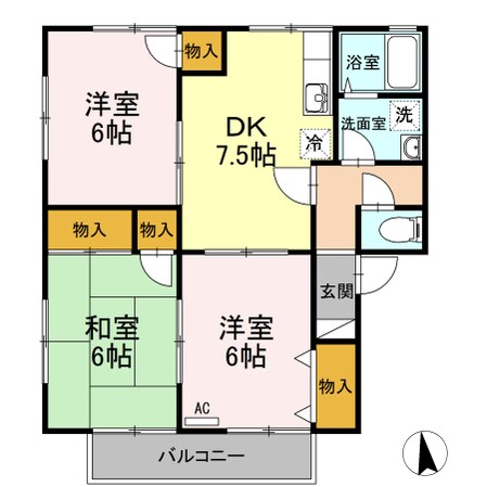 ハイカムール北久米・の物件間取画像